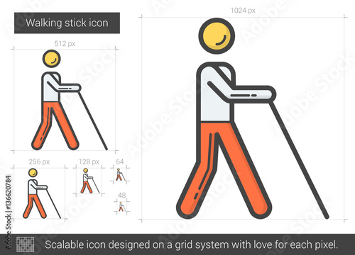 Walking stick line icon. photo