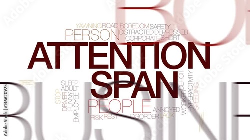 Attention span animated word cloud, text design animation. Kinetic typography.