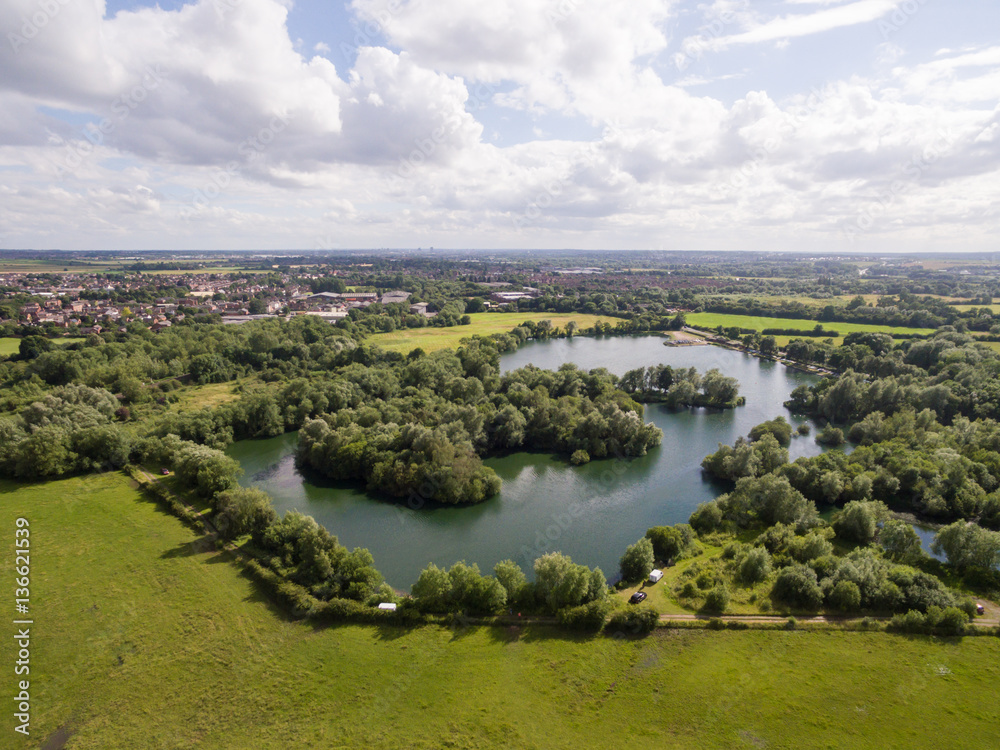 Drone Pictures over a Lake in Leicester England