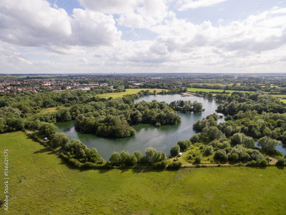 Drone Pictures over a Lake in Leicester England