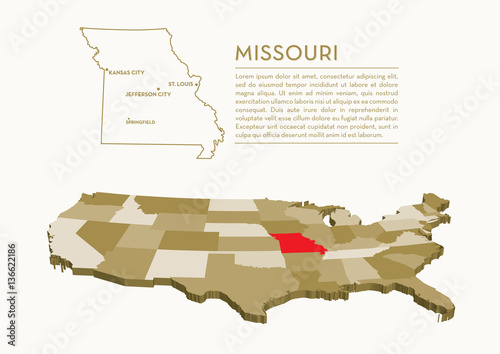 3D USA State map - MISSOURI