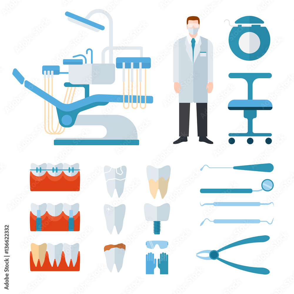 Dentist stomatology equipment vector illustration. Dentist stomatology equipment vector illustration.