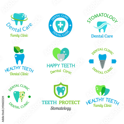 Vector dental stomatology clinic badge icon.