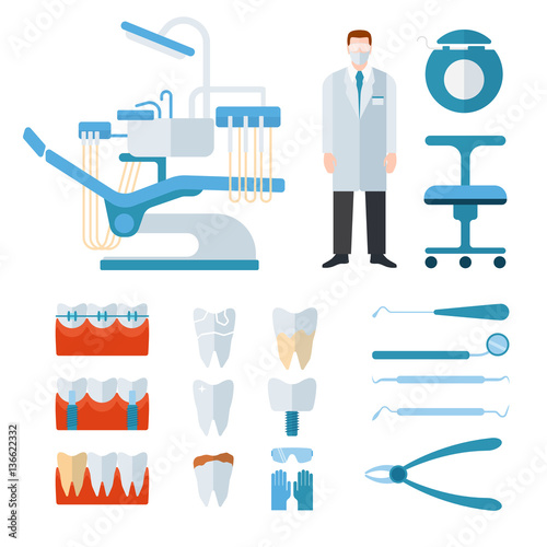 Dentist stomatology equipment vector illustration.