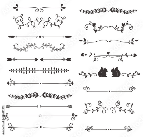 Vector dividers calligraphic line element.