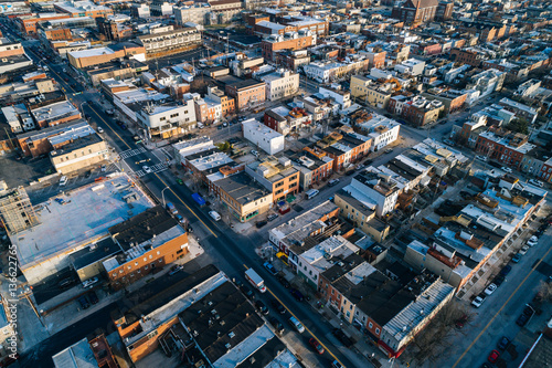 Aerial view of Highlandtown, in Baltimore, Maryland.