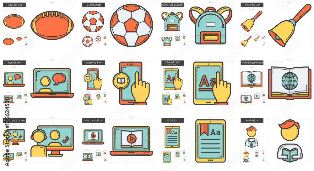 Education line icon set. Education line icon set.