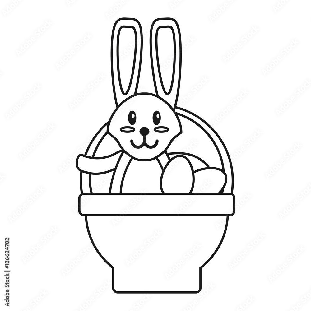 easter rabbit inside egg basket thin line vector illustration eps 10 easter rabbit inside egg basket thin line vector illustration eps 10