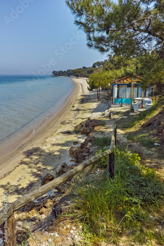 beach with blue waters in Thassos island, East Macedonia and Thrace, Greece 