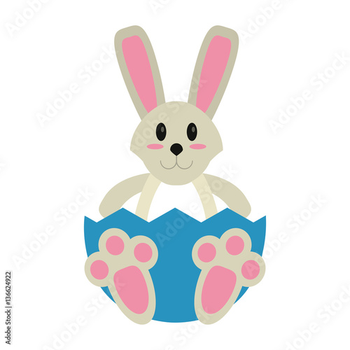 easter bunny with broken egg vector illustration eps 10