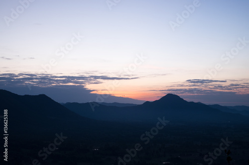 Beautiful Landscape of Sunrise at Phu Thok, Chiang Khan District, Loei Province, Thailand © Thanaphum