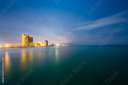 Highrises along the Gulf of Mexico at night, in Panama City Beac