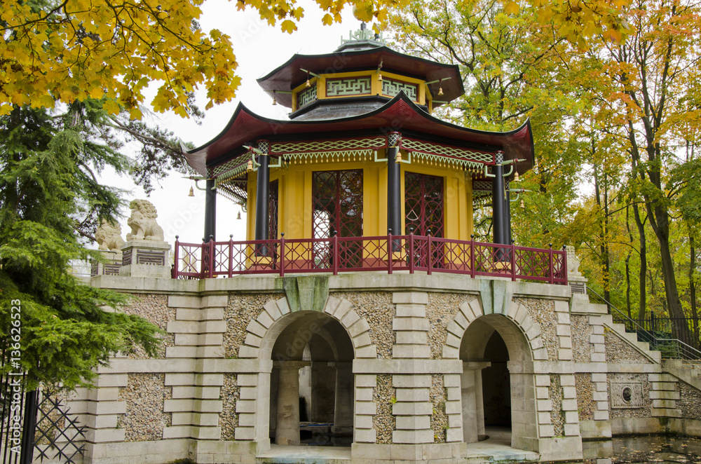 Pavillon Chinois de l'Isle Adam folie Dessiné par Fragonard