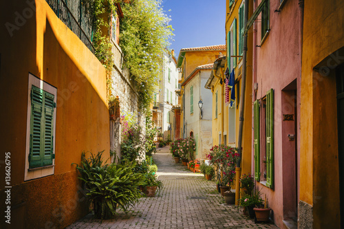 Fototapeta Naklejka Na Ścianę i Meble -  Beautiful colorful street on the Mediterranean Sea
