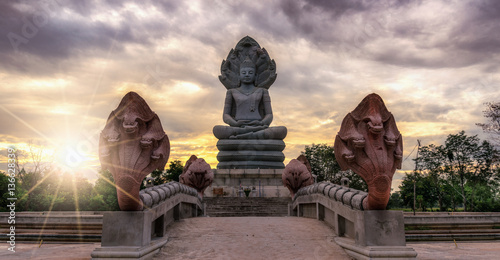 Buddha with a naga over His head,Prakonchai buriram thailand photo