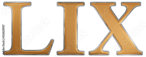 Roman numeral LIX, novem et quinquaginta, 59, fifty nine, isolat