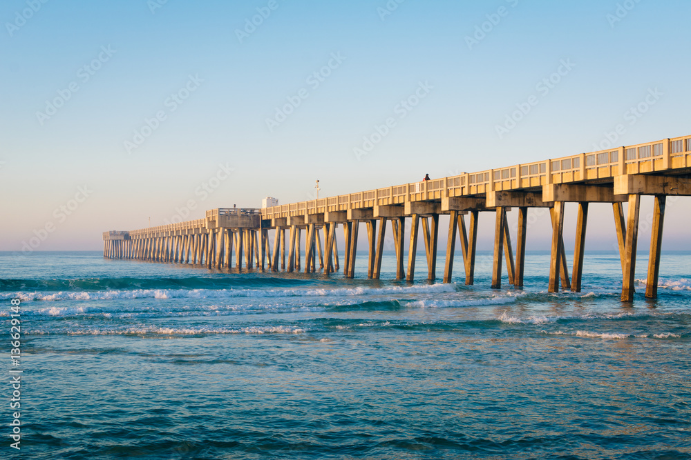 Morning light on the M.B. Miller County Pier and Gulf of Mexico,