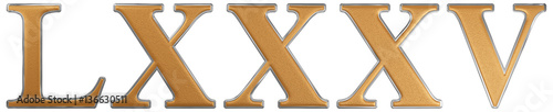 Roman numeral LXXXV, quinque et octoginta, 85, eighty five, isol