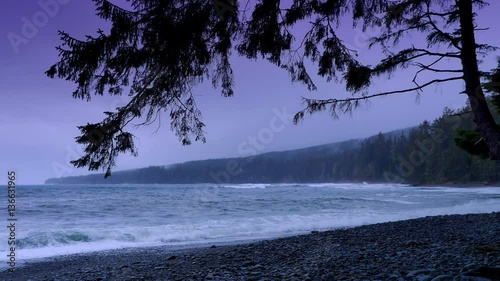 4K Coast Storm, Pacific North West Coast, Nature Scene, Dark Water and Cloud Sky