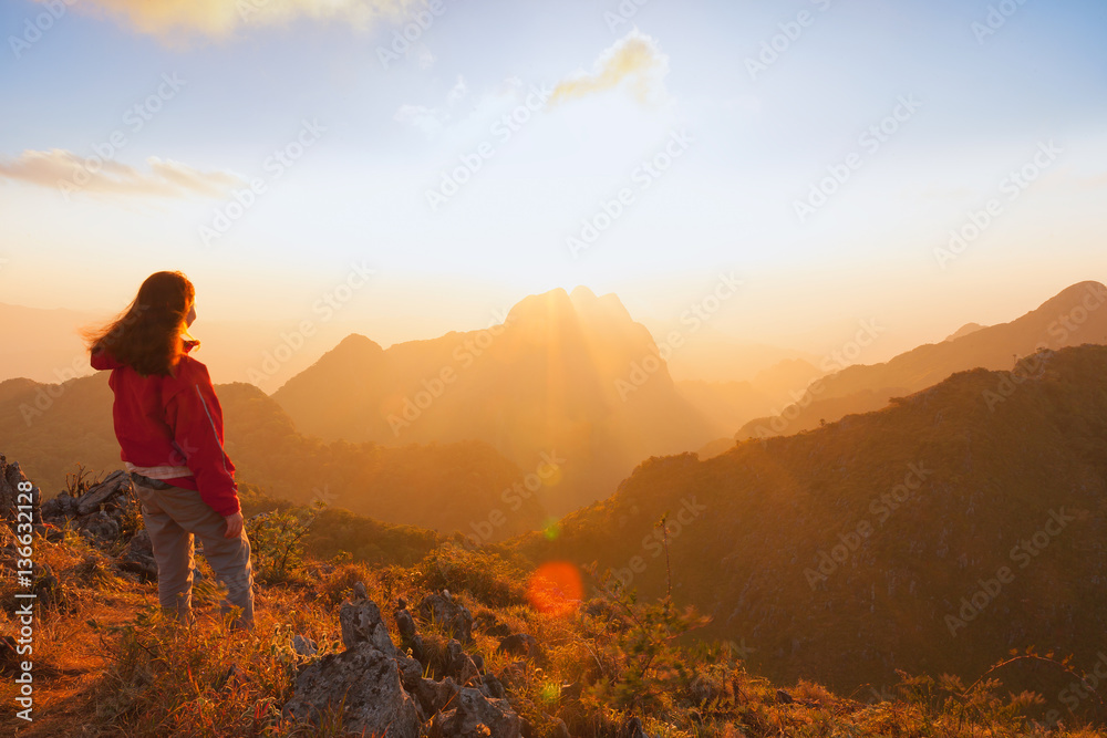 Fototapeta premium Traveller trekking on Doi Luang Chiang Dao Mountain. Chiang mai,