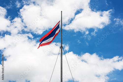Thai flag with blue sky background