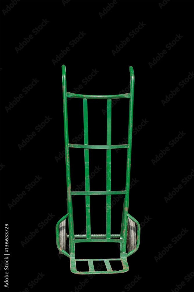 The two-wheel carts through the use ago.on black background The two-wheel carts through the use ago.on black background