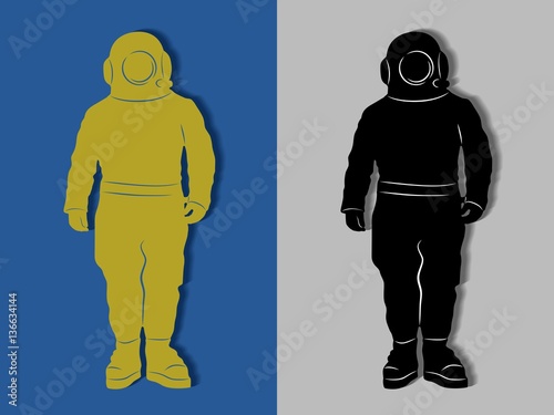 Silhouette of diver, vector draw