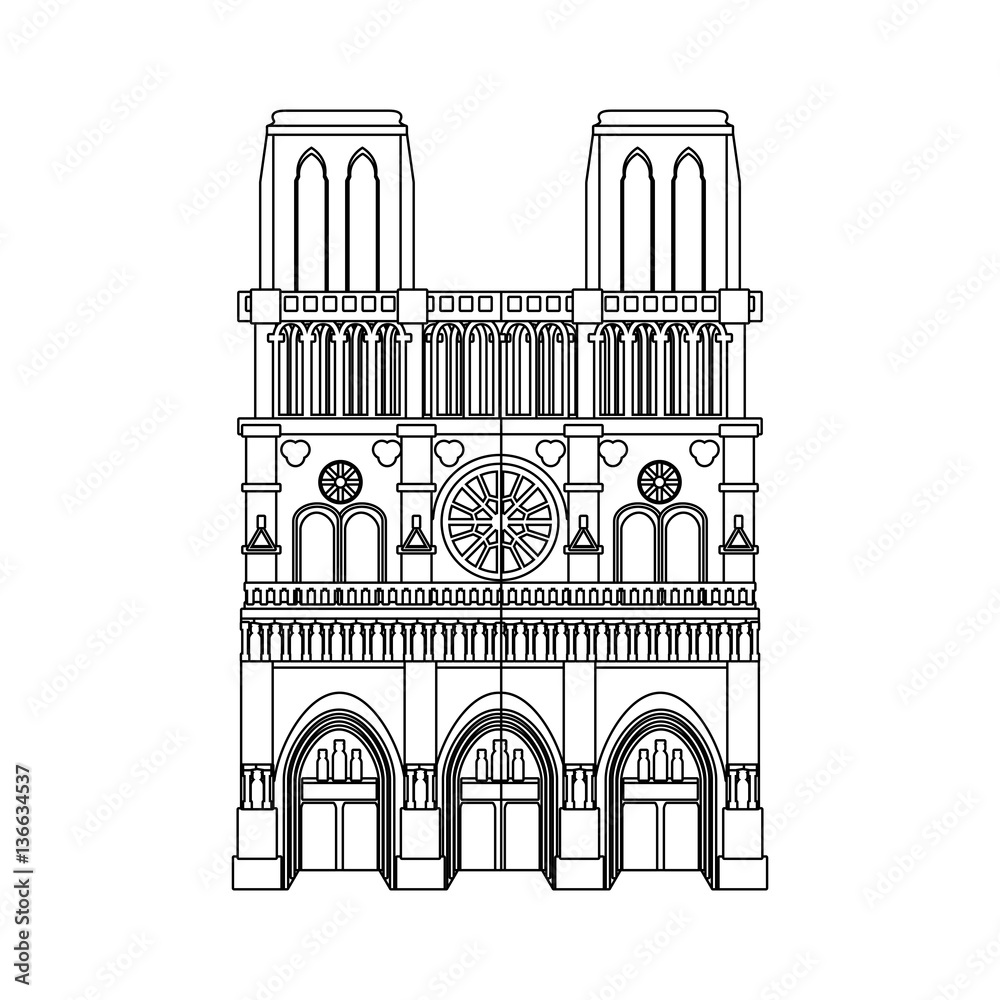Obraz premium notre dame cathedral icon over white background. vector illustration