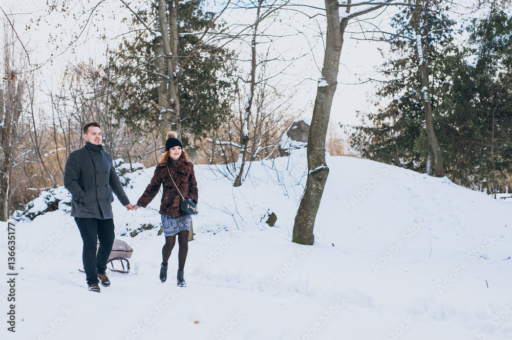 Couple with sled