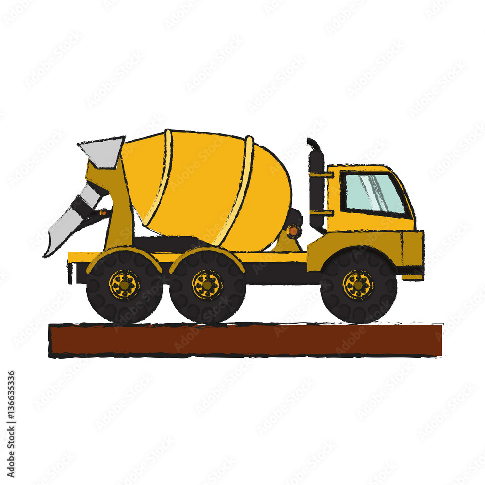 construction concrete mixer truck icon over white background. vector illustration construction concrete mixer truck icon over white background. vector illustration