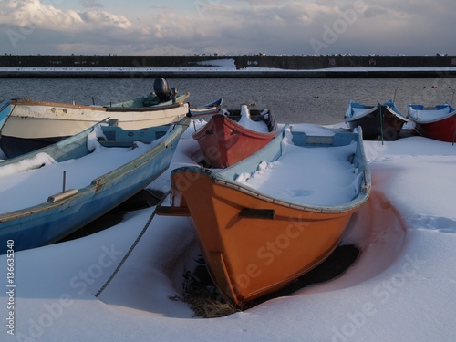 漁港の冬景色 北海道風景