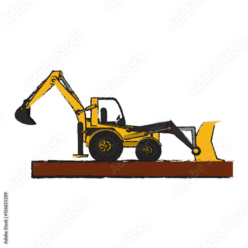 construction loader truck icon over white background. vector illustration