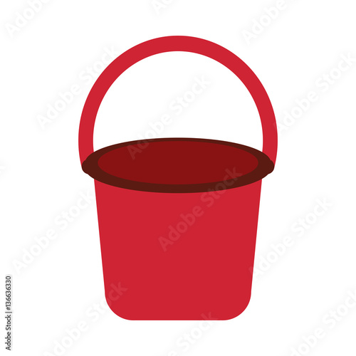 red bucket icon over white background. colorful design. vector illustration