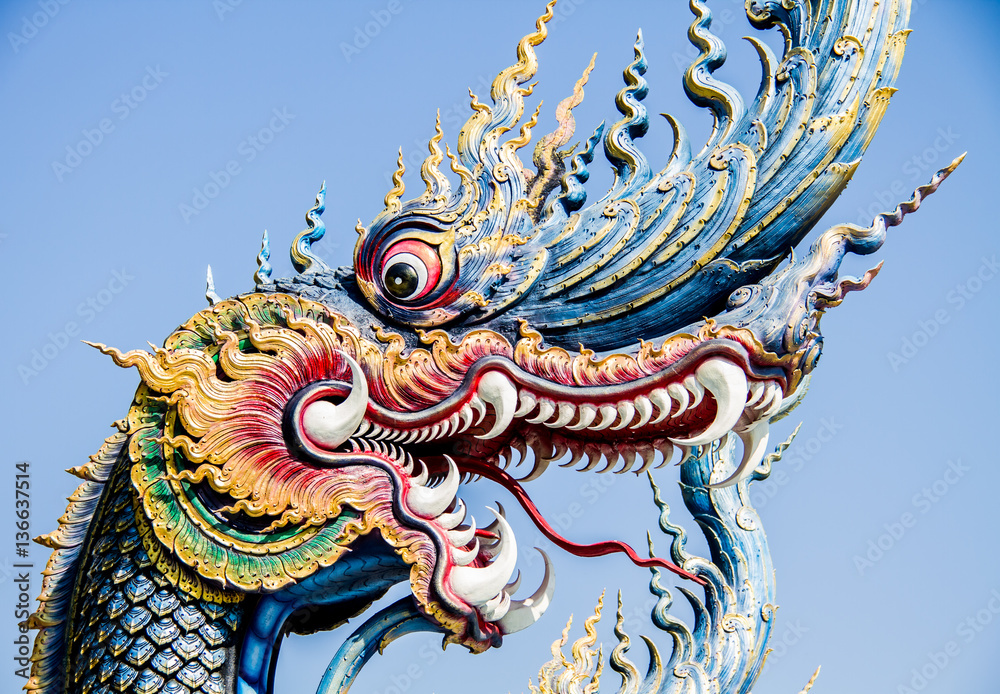 naga statue wat rongsaiyten chiangrai Thailand naga statue wat rongsaiyten chiangrai Thailand