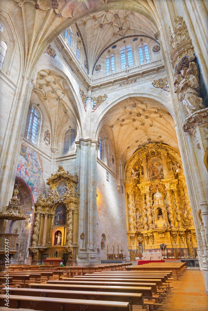 SALAMANCA, SPAIN, APRIL - 16, 2016: The nave of monastery Convento de San Esteban.