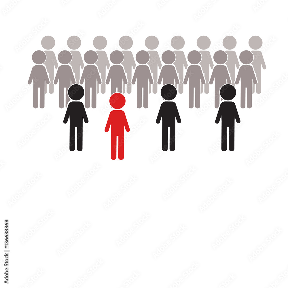 human man action red outstanding man in group