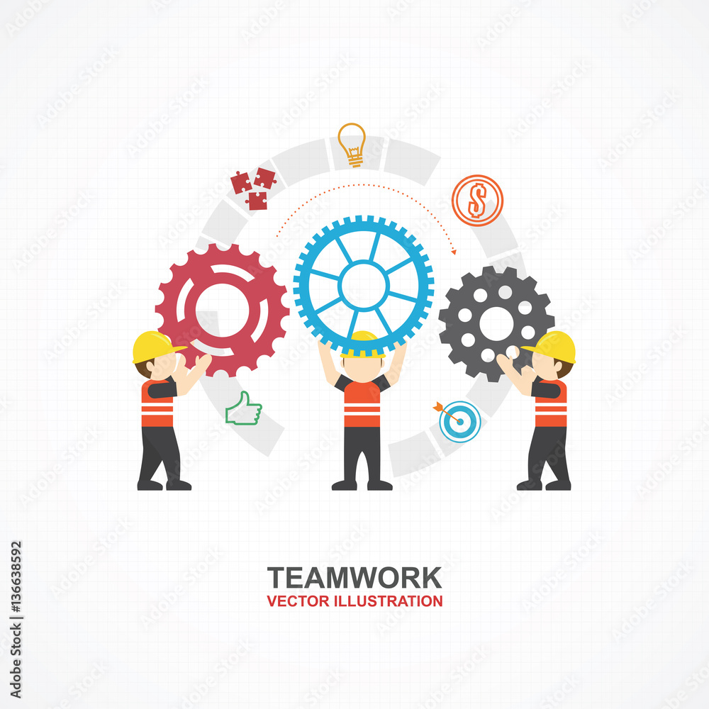 People and gear with business concept. People and gear with business concept.