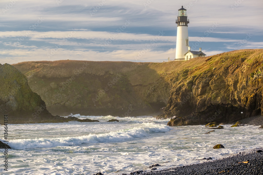 Yaquina Head Lighthouse at Pacific coast, built in 1873