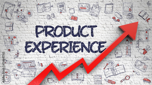 Billede på lærred Product Experience Drawn on White Brick Wall.