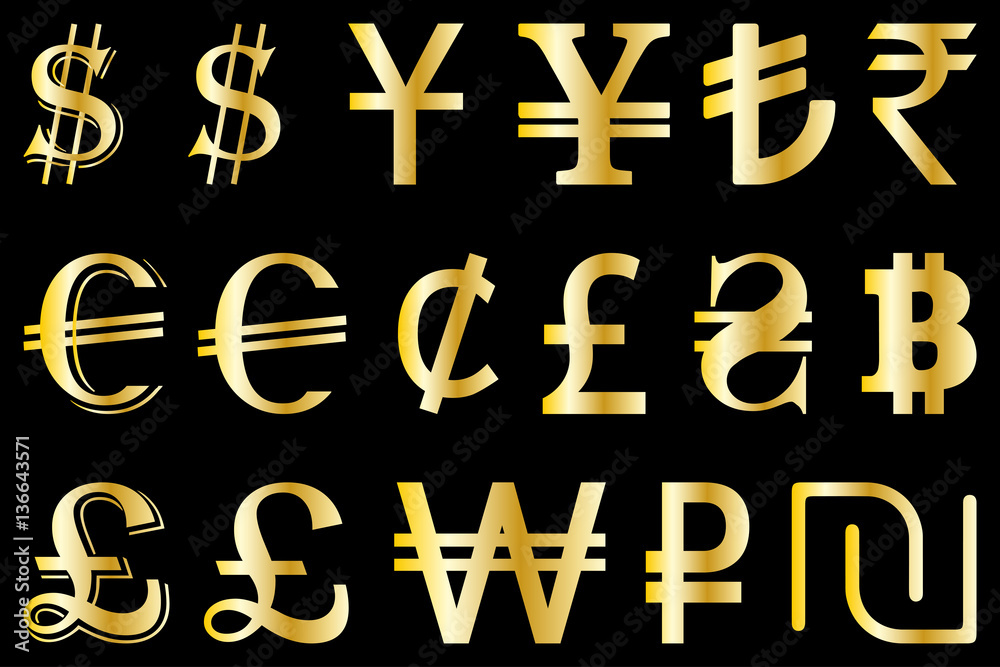 Set symbols of the leading world currencies vector illustration Set symbols of the leading world currencies vector illustration