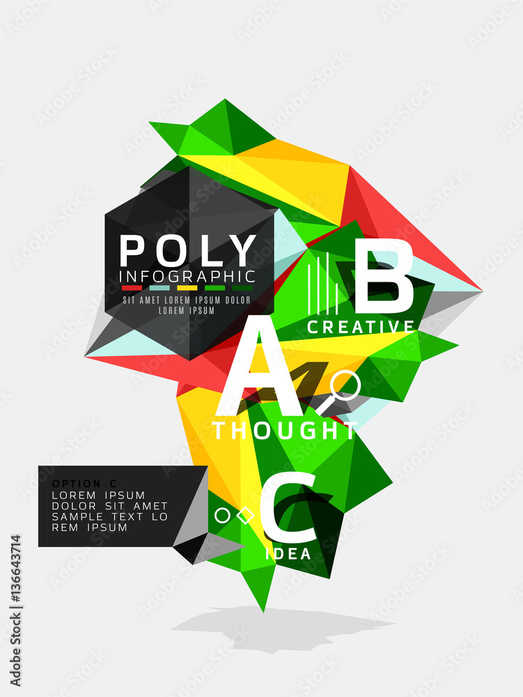 Colorful triangles with A B C options Colorful triangles with A B C options