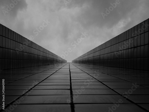 Abstract beautiful infinite with perspective of high building.