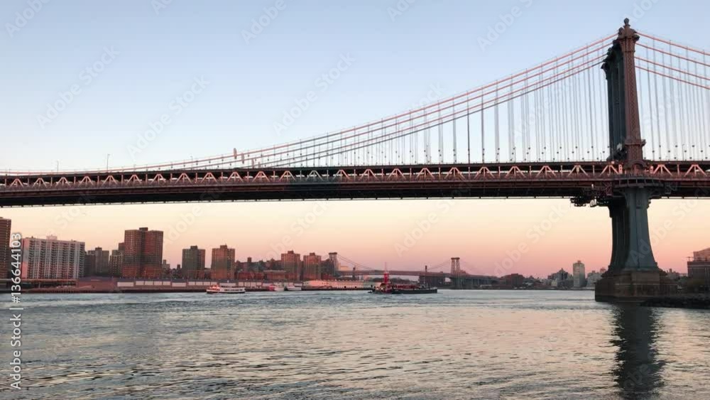 Manhattan Bridge at sunset, New York, 4K Manhattan Bridge at sunset, New York, 4K