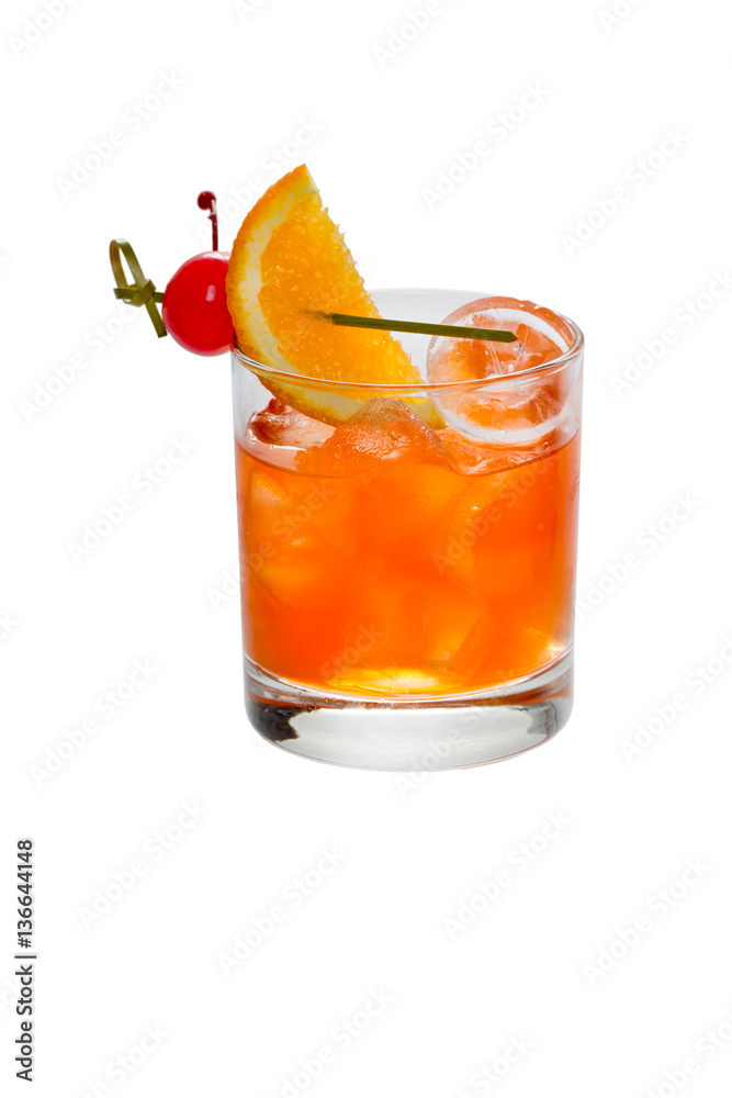 Wineglass with orange lemonade close-up Wineglass with orange lemonade close-up