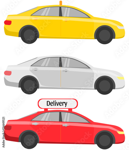Simple, taxi and delivery cars