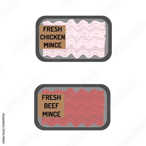 Chicken and beef mince in package