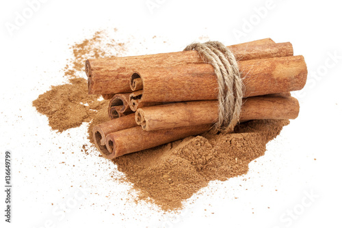 Cinnamon isolated on white background with clipping path