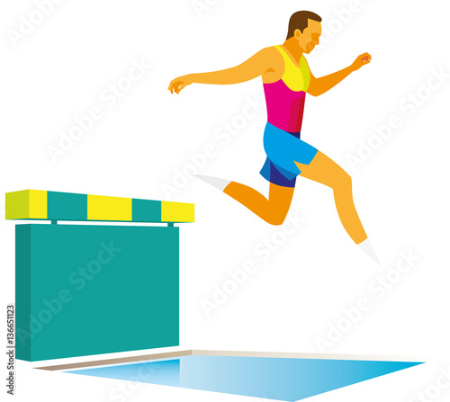 Young athlete running at a distance steeplechase