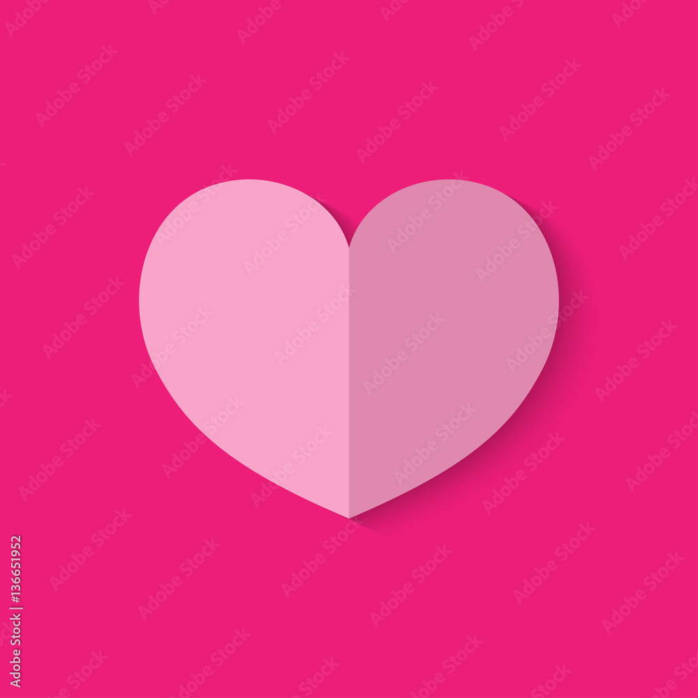the pink heart flat icons with shadow vector