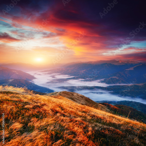 Magical sunset in the mountains Ukraine